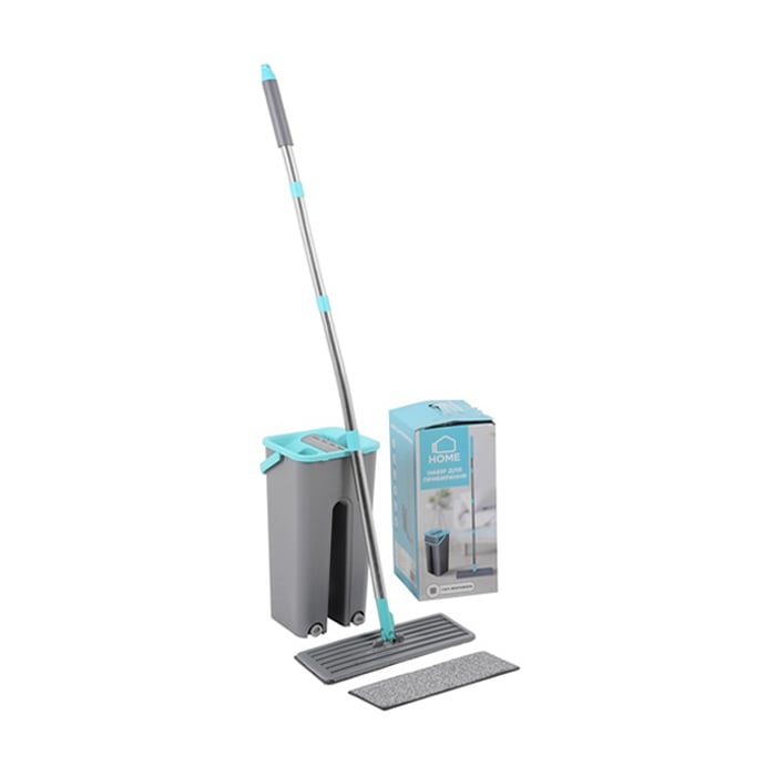 Набір для прибирання Idea Home Grey-Blue (відро, 18.5*35.5 см, 4 л + швабра, 32.5*11.5*120 см) (DS-342C Grey-Blue)