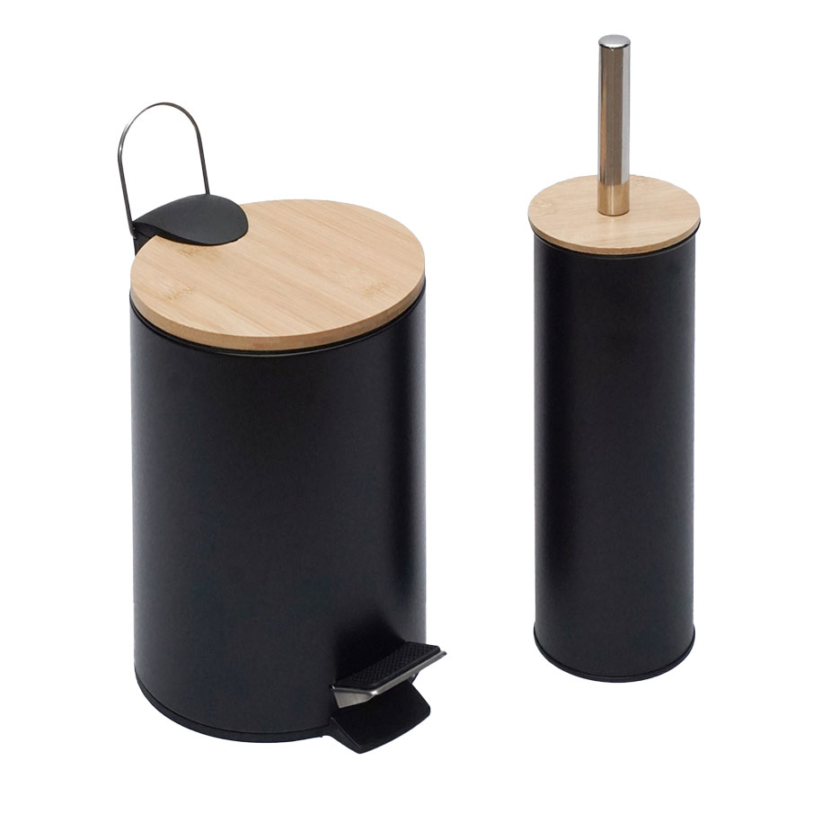 Набір для ванної кімнати Fabrika Bamboo Black (йоржик, 1 шт + відро, 3 л) (FK-WB1106B)